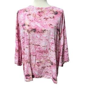 Soft Surroundings Abilene Printed Tunic Top 1X Magenta Pink Valentines Abstract